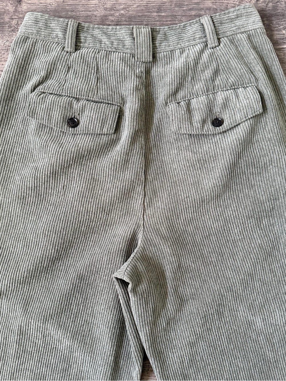 Madewell Womens Corduroy High Rise Pleated Tapered Olive Green Pants Size 4 - Picture 7 of 15